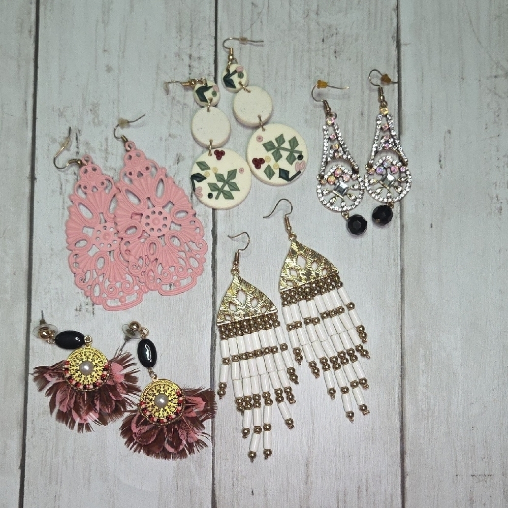 Plunder Gold and Pink Boho Earrings Collection